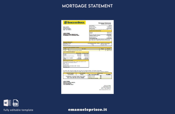 stile verificato Modello di estratto conto mutuo bancario Brasile Banco do Brasi